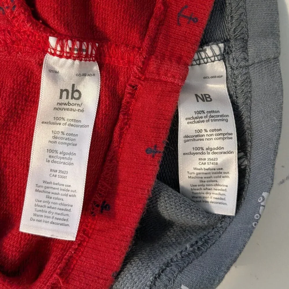 Set of 3 Newborn Baby Boy Onesie & Short-All's; 1 Red, 1 Gray; Size NB